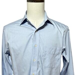 Brooks Brothers Shirt Mens 15 Medium Solid Blue Long Sleeve Button Up Supima